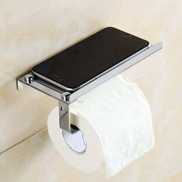 Global Phoenix Wall Mounted Toilet Paper Holder with Phone Storage Rack  Stainless Steel Toilet Roll Holder Tissue Holder