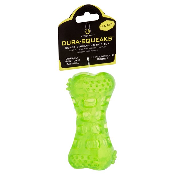 HYPER PRODUCTS-49442EA Dura-Squeaks Bone Dog Toy Green