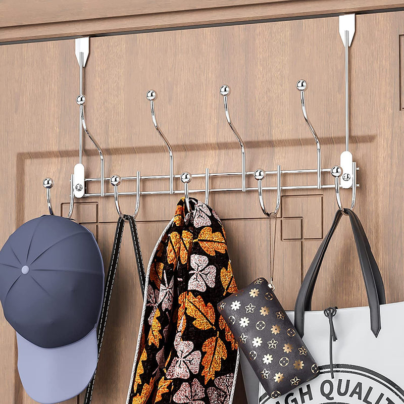 Over Door Towel Rack Hook Hanger with 9 Hooks