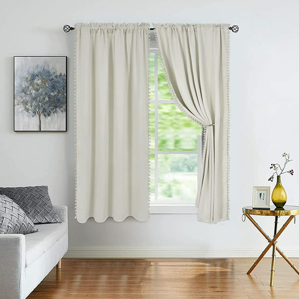 Alishomtll 2 Panels Beige Blackout Curtains Thermal Insulated Room