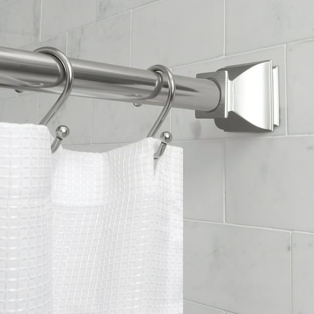 Rust-Proof Aluminum Shower Curtain Tension Rod with Square Finials