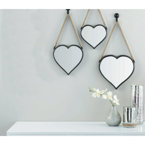 Mainstays Rope 3 Piece Heart Shaped Mirrors Composite Wood with Bronze finish.