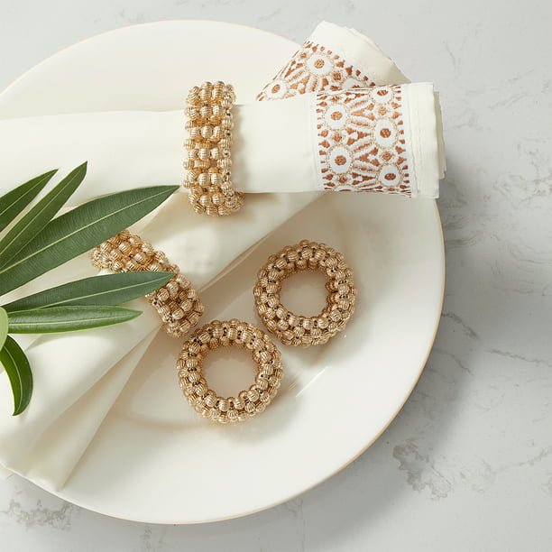 Cloth Table Napkins and Napkin Ring Set