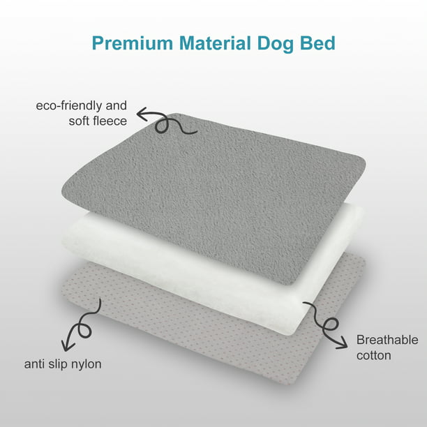 Hero Dog 42"Dog Bed Crate Pad Mat, Washable, Anti Slip Cushion, Large (Light Grey)