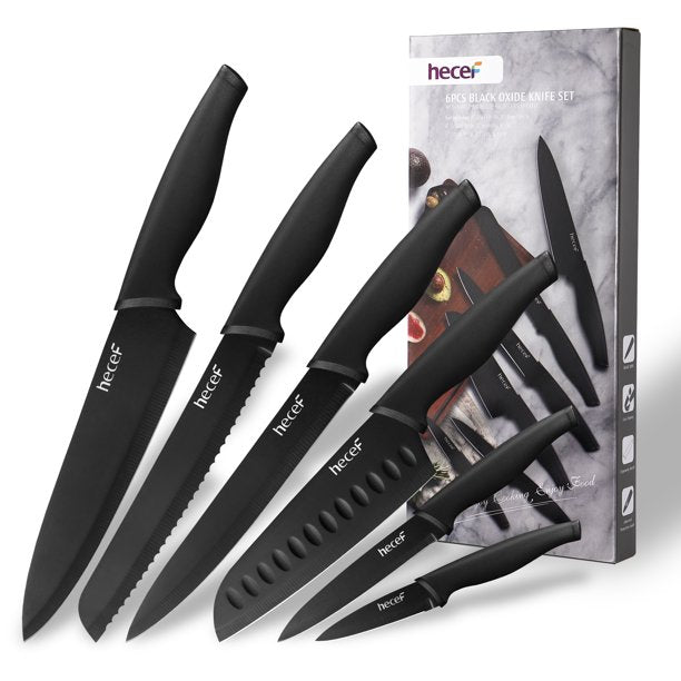 6 Pcs Knife Set Black Oxide Japanese Chef Santoku Cooking Knife