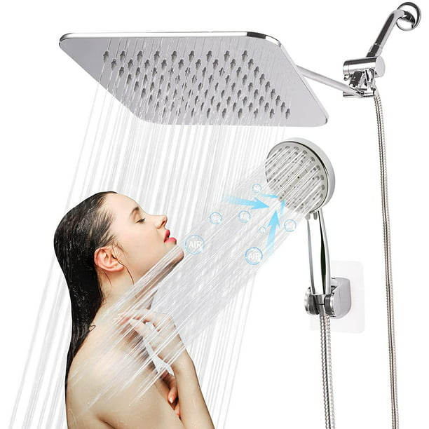 High Pressure 8” Fixed Rain Shower Head with Handheld 5 Function