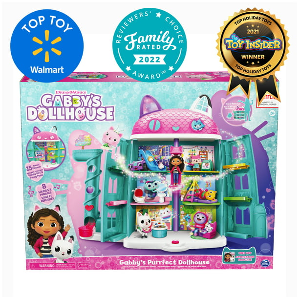 Gabby's Dollhouse, Purrfect Dollhouse 2-Foot Tall Playset with Sounds, 15 Pieces