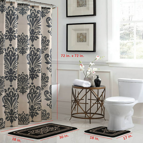 Reverly Damask 15-Piece Bathroom Shower Set