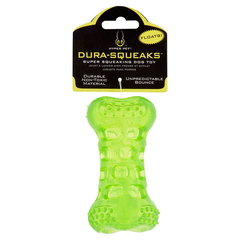 HYPER PRODUCTS-49442EA Dura-Squeaks Bone Dog Toy Green