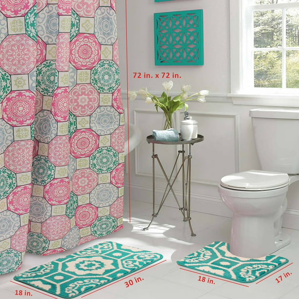 Multi-color Geometric Polyester Shower Curtains