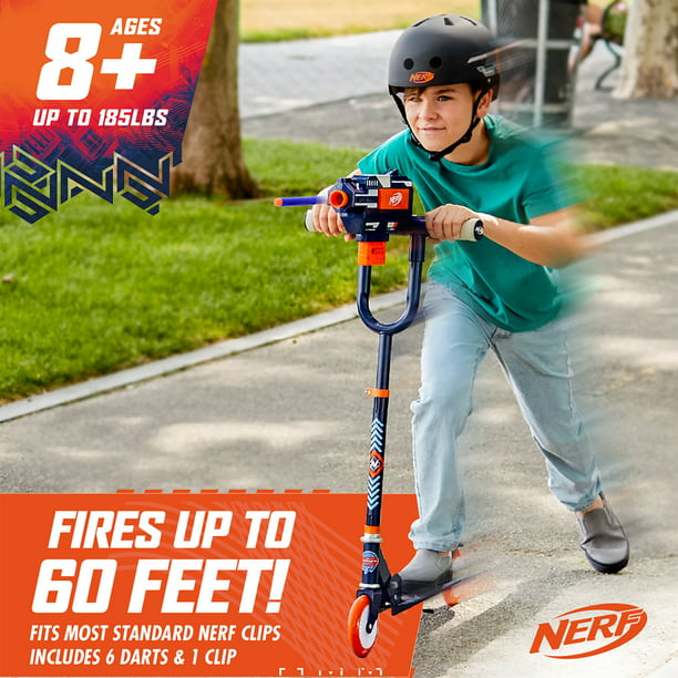 Nerf Blaster Scooter 2.0, Shoots Nerf Darts, 2 Wheels, Outdoor Fun, Boys and Girls Ages 8+