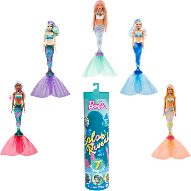 Barbie Color Reveal Mermaid Doll with 7 Surprises (Styles May Vary)