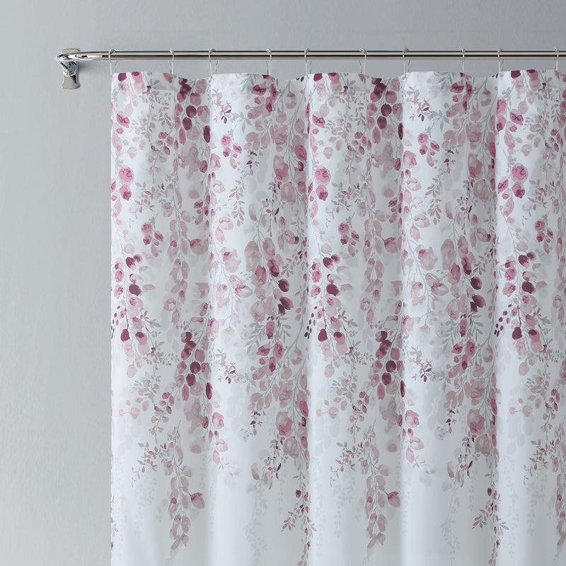 Wisteria Mauve Floral Polyester Shower Curtain Set